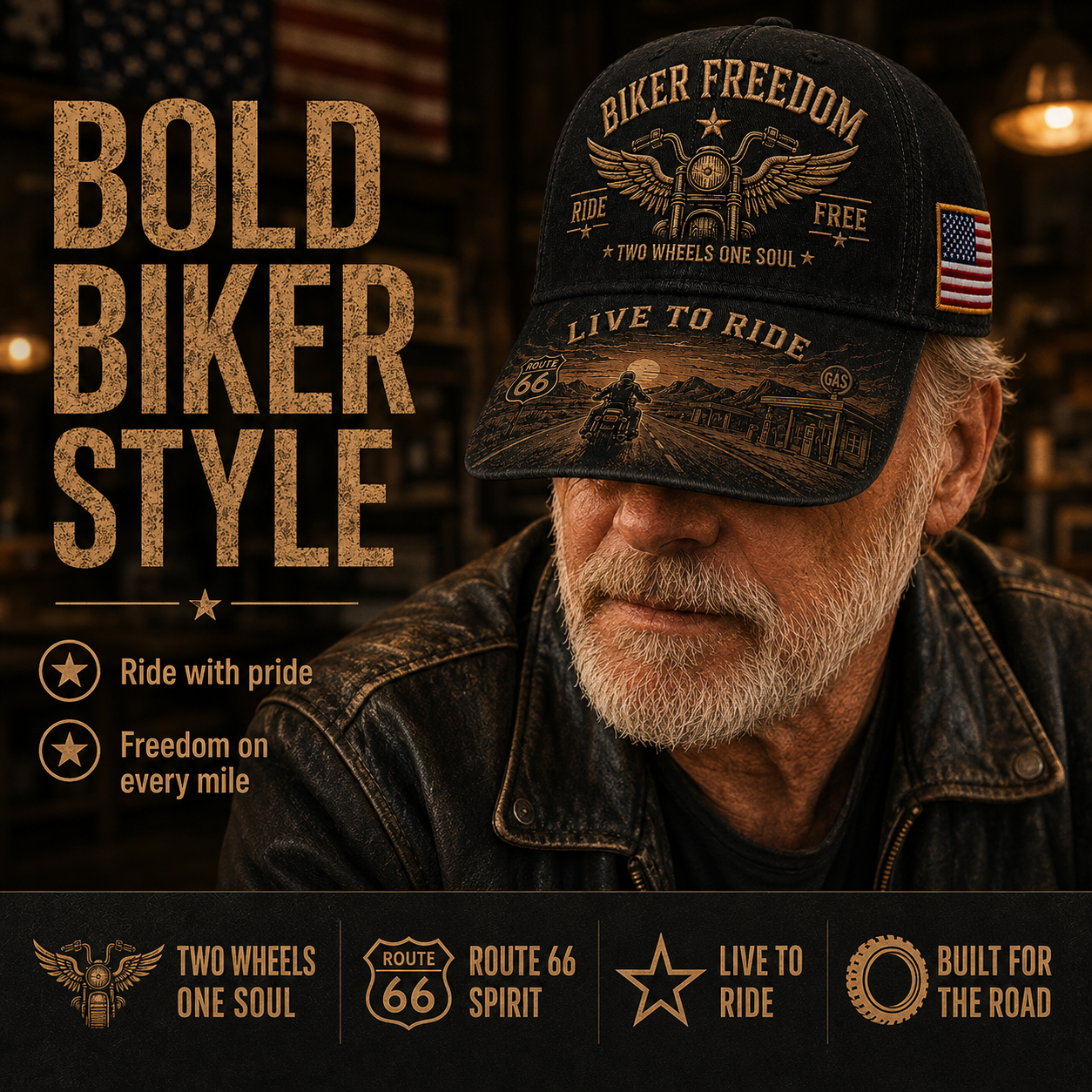 Biker Freedom Live To Ride Commemorative Cap