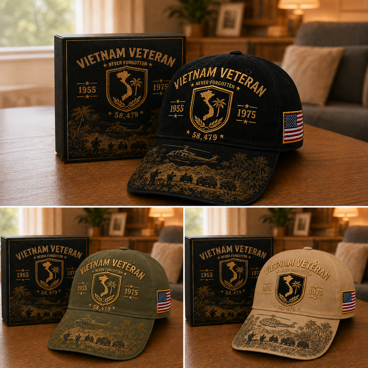 Vietnam Veteran Never Forgotten 1955–1975 Commemorative Cap 🇺🇸