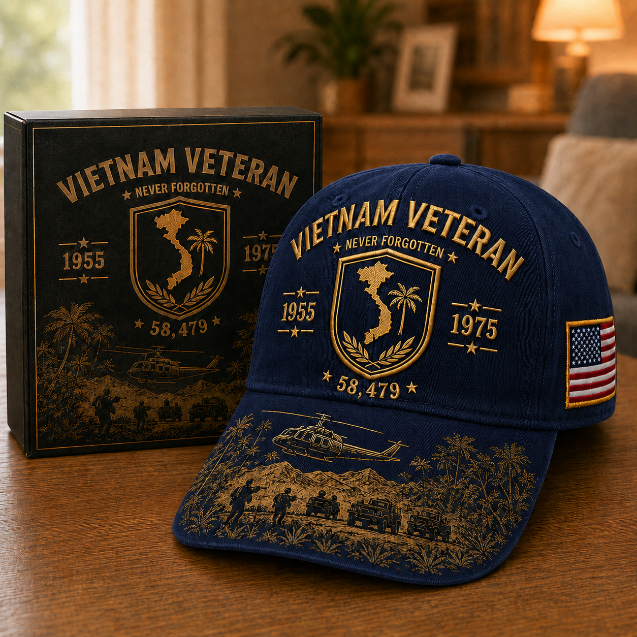 Vietnam Veteran Never Forgotten 1955–1975 Commemorative Cap 🇺🇸