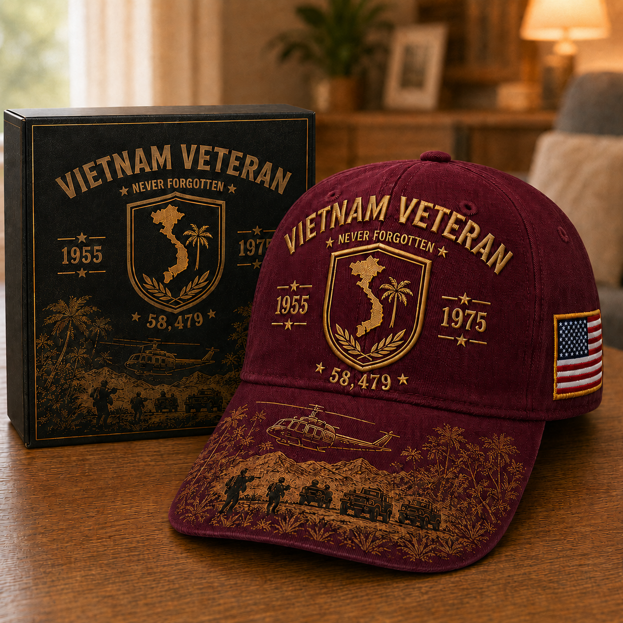 Vietnam Veteran Never Forgotten 1955–1975 Commemorative Cap 🇺🇸