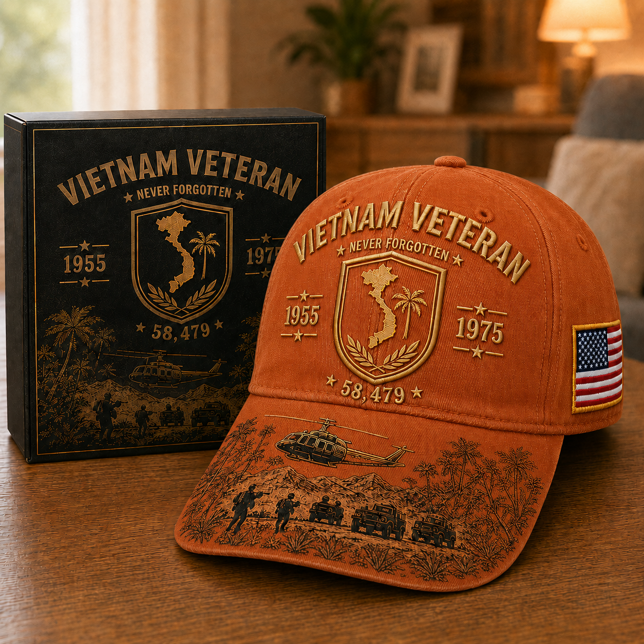Vietnam Veteran Never Forgotten 1955–1975 Commemorative Cap 🇺🇸