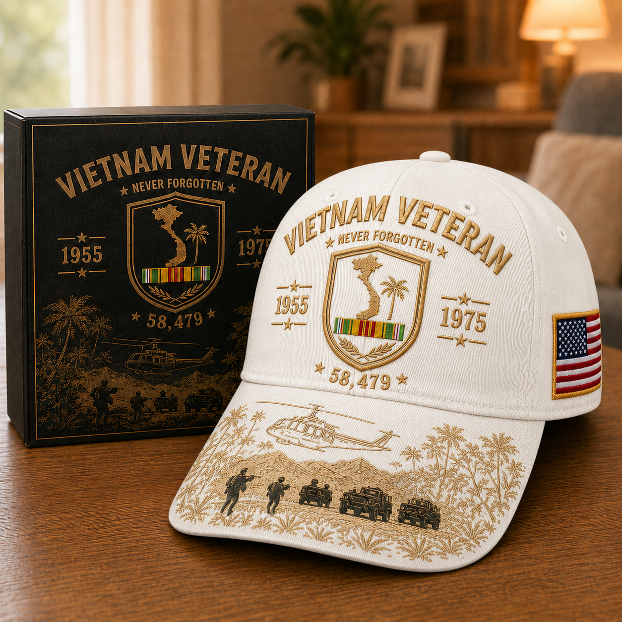 Vietnam Veteran Never Forgotten 1955–1975 Commemorative Cap 🇺🇸