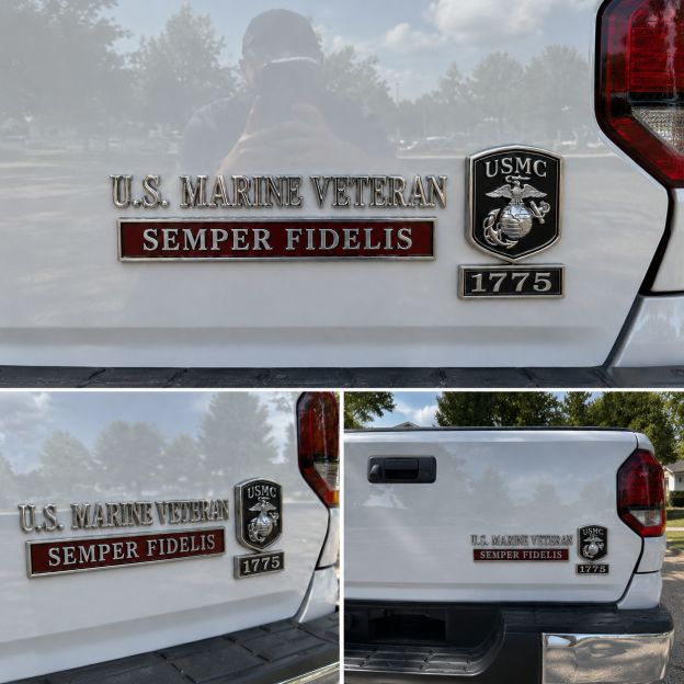 🇺🇸 U.S. Marines Veteran Semper Fidelis Car Emblem Metal Badge