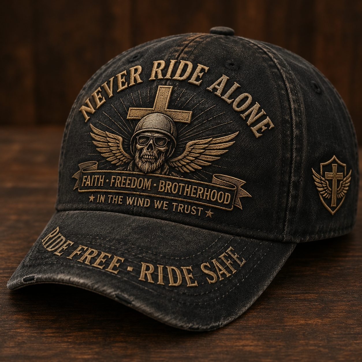 Never Ride Alone Cap🎁 Free Double-Sided Honor Coin With Every Cap Purchase