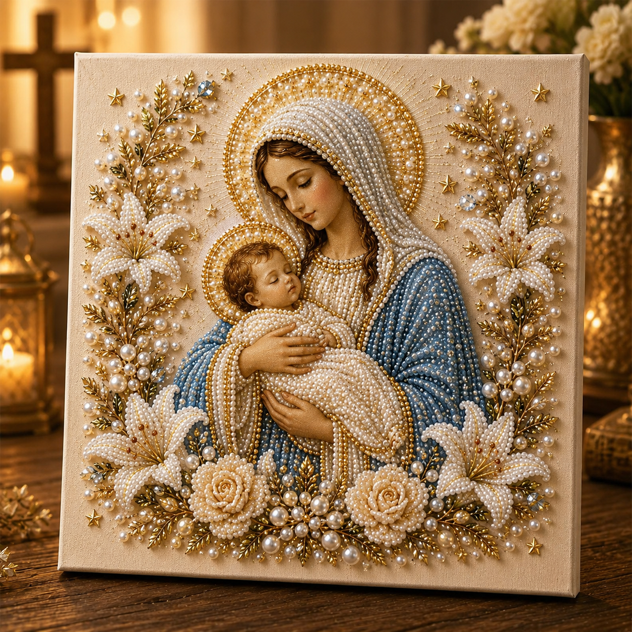 🙏 Jesus & Mary Sacred Pearl Art Kit