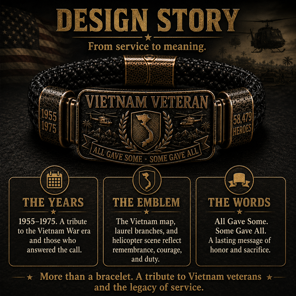 Vietnam Veteran Tribute Bracelet – 1955–1975 Memorial Edition