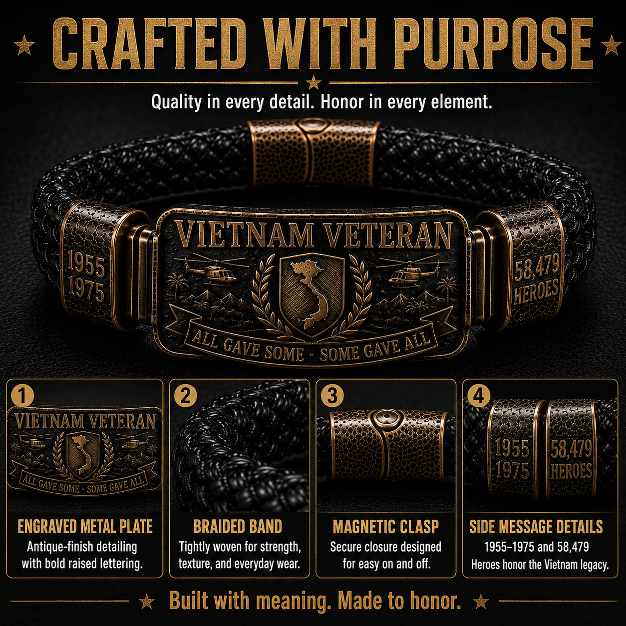 Vietnam Veteran Tribute Bracelet – 1955–1975 Memorial Edition