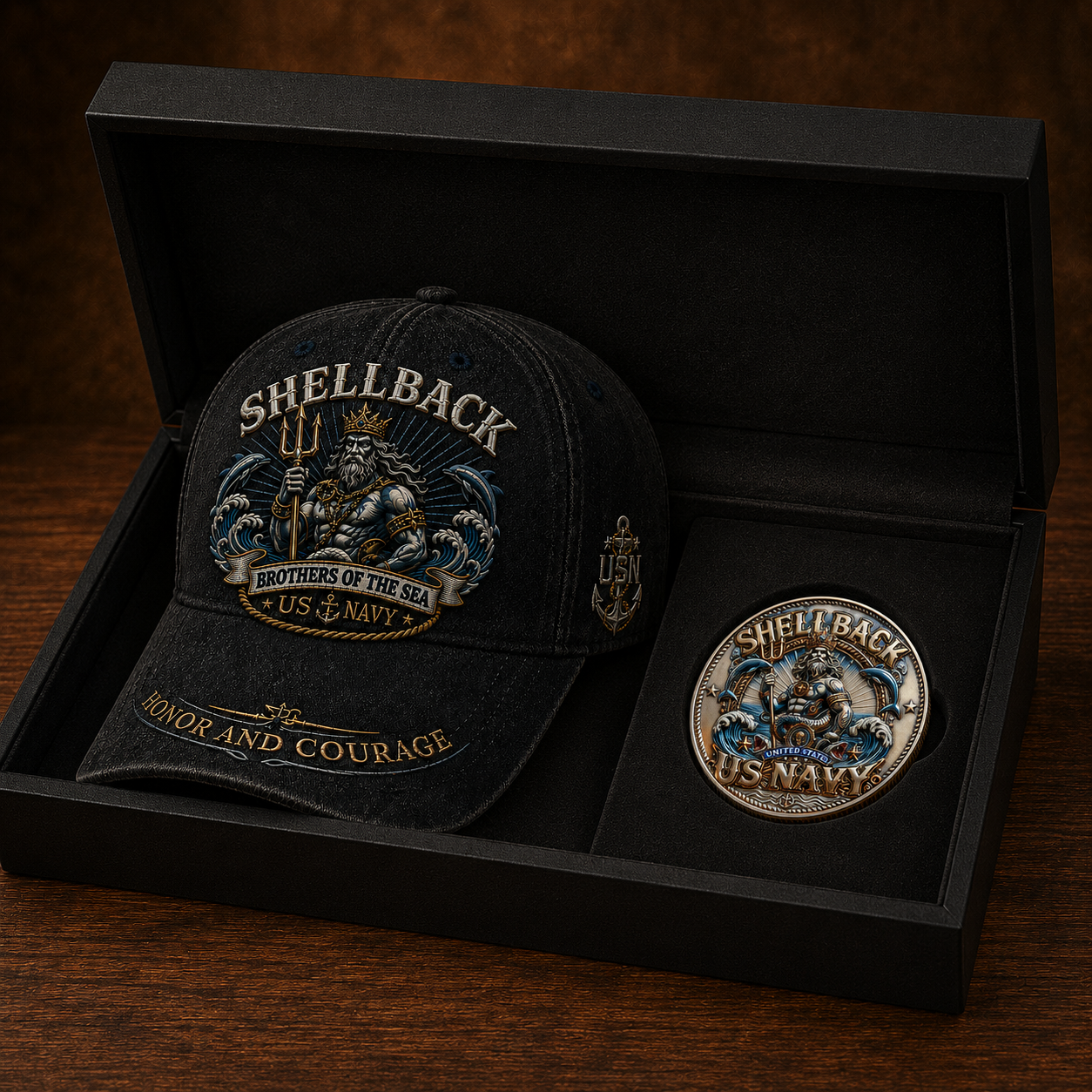 Shellback Brothers Of The Sea Heritage Cap 🎁 Free Double-Sided Honor Coin With Every Cap Purchase 🇺🇸