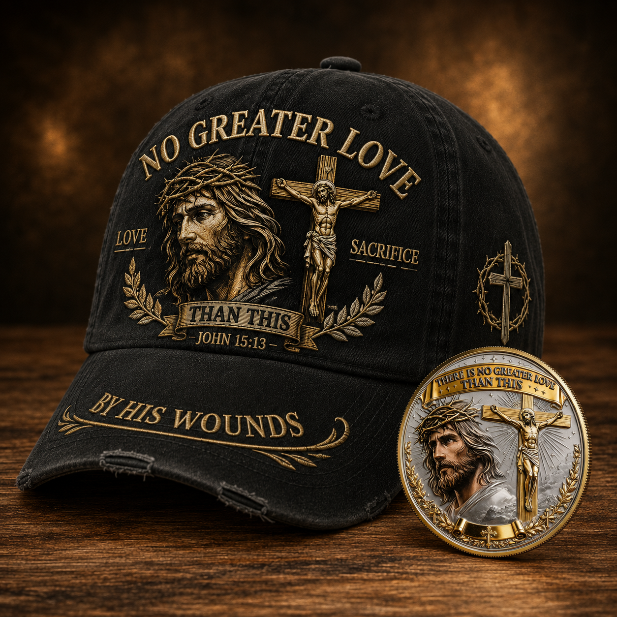 No Greater Love Christ Sacrifice Cap 🎁 Free Double-Sided Honor Coin With Every Cap Purchase