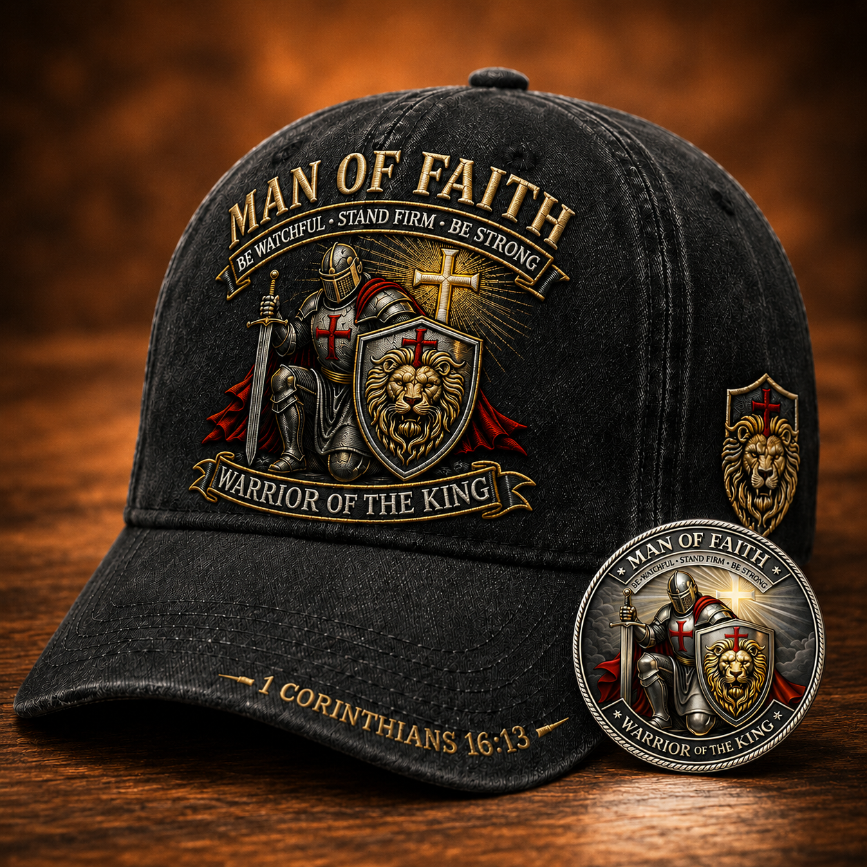Man Of Faith Warrior Of The King Cap 🎁 Free Double-Sided Honor Coin With Every Cap Purchase