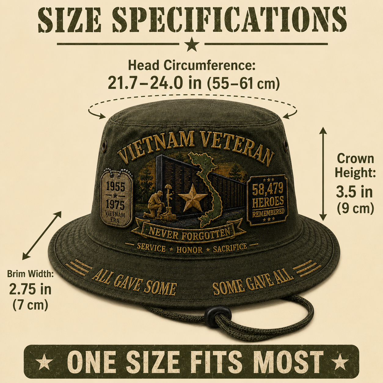 🎖️ Vietnam Veteran Never Forgotten Tribute Boonie Hat