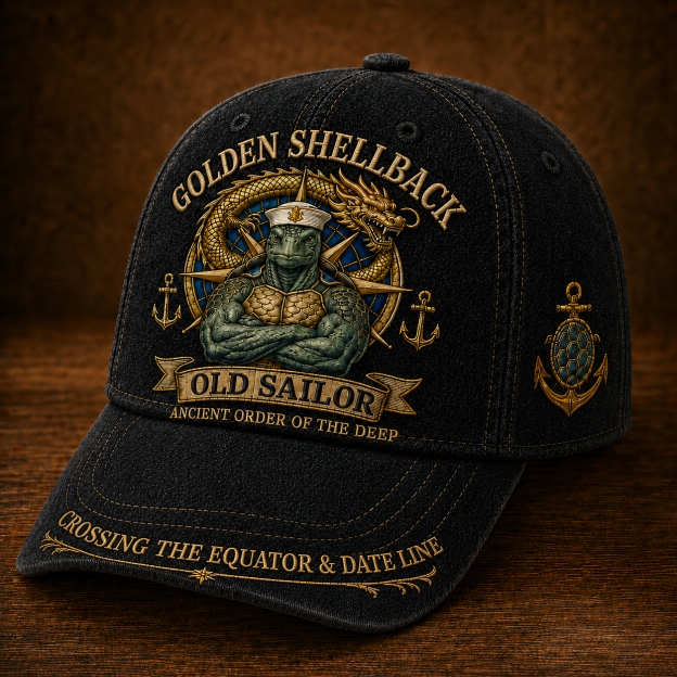 Golden Shellback Cap🎁 Free Honor Coin With Every Cap Purchase