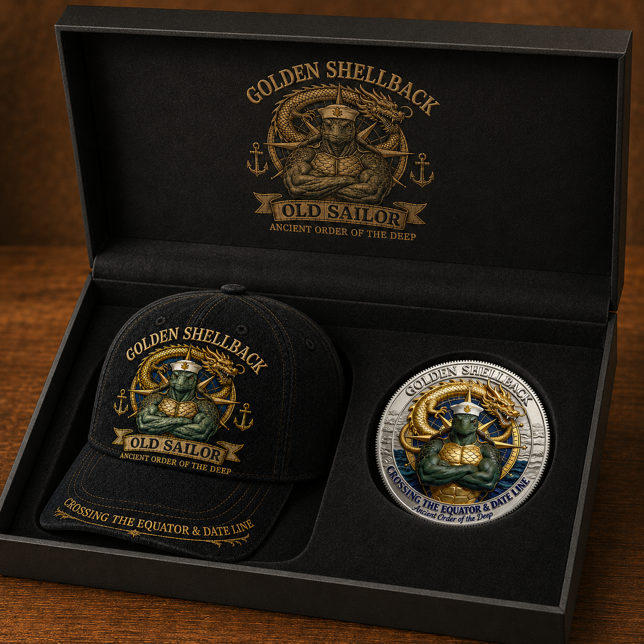 Golden Shellback Cap🎁 Free Honor Coin With Every Cap Purchase