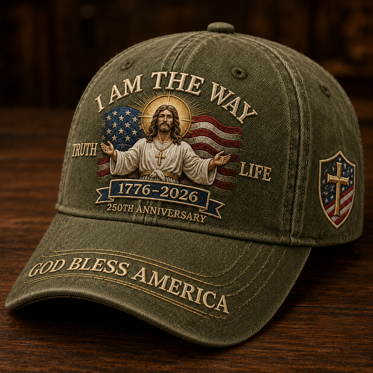 I Am The Way 1776–2026 Faith Heritage Cap 🎁 Free Double-Sided Honor Coin With Every Cap Purchase 🇺🇸