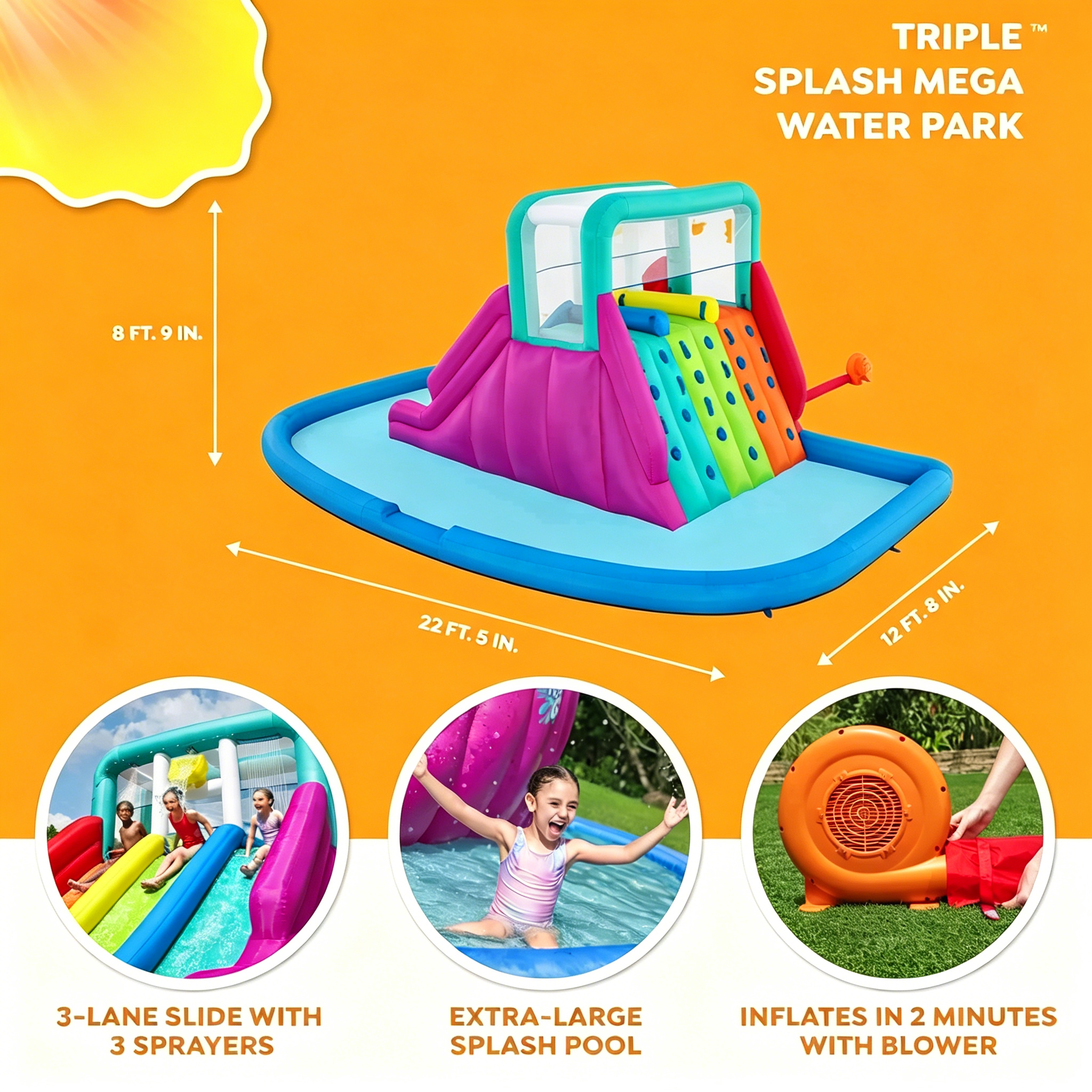 Triple Splash Kids Inflatable Water Park