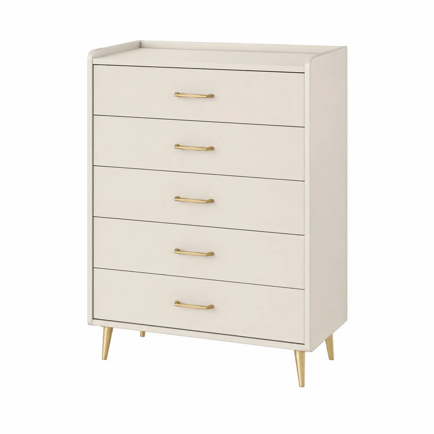 Kommode Beige mit 5 Schubladen aus MDF und Metall