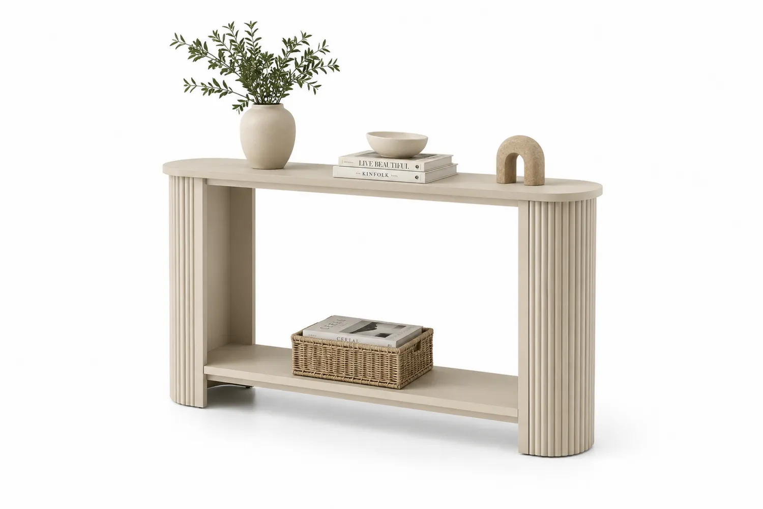 Konsolentisch Oval Beige Holzwerkstoff 120cm