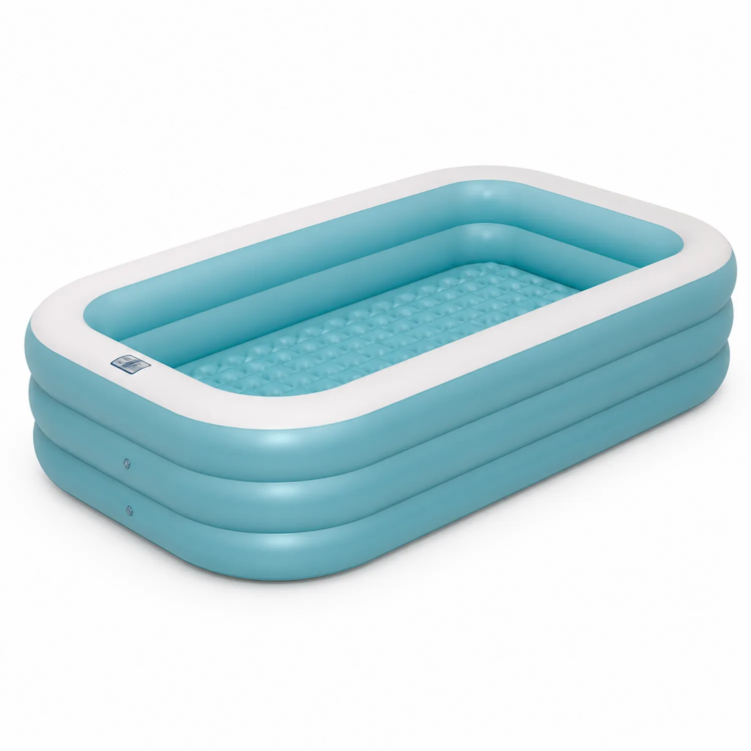 Aufblasbares rechteckiges Schwimmbad aus PVC in Blau/Weiß