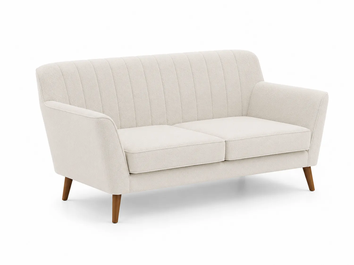 Sofa aus Polyestergewebe mit Eiche Holzfüßen Beige