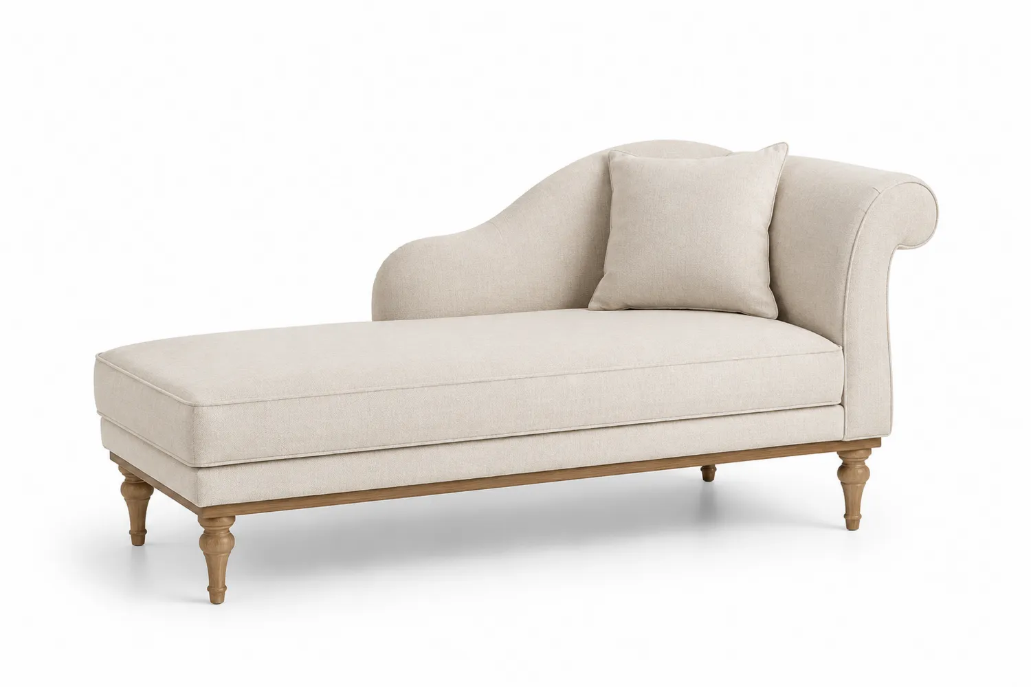 Beige Chaiselongue mit Holzrahmen und Stoffbezug