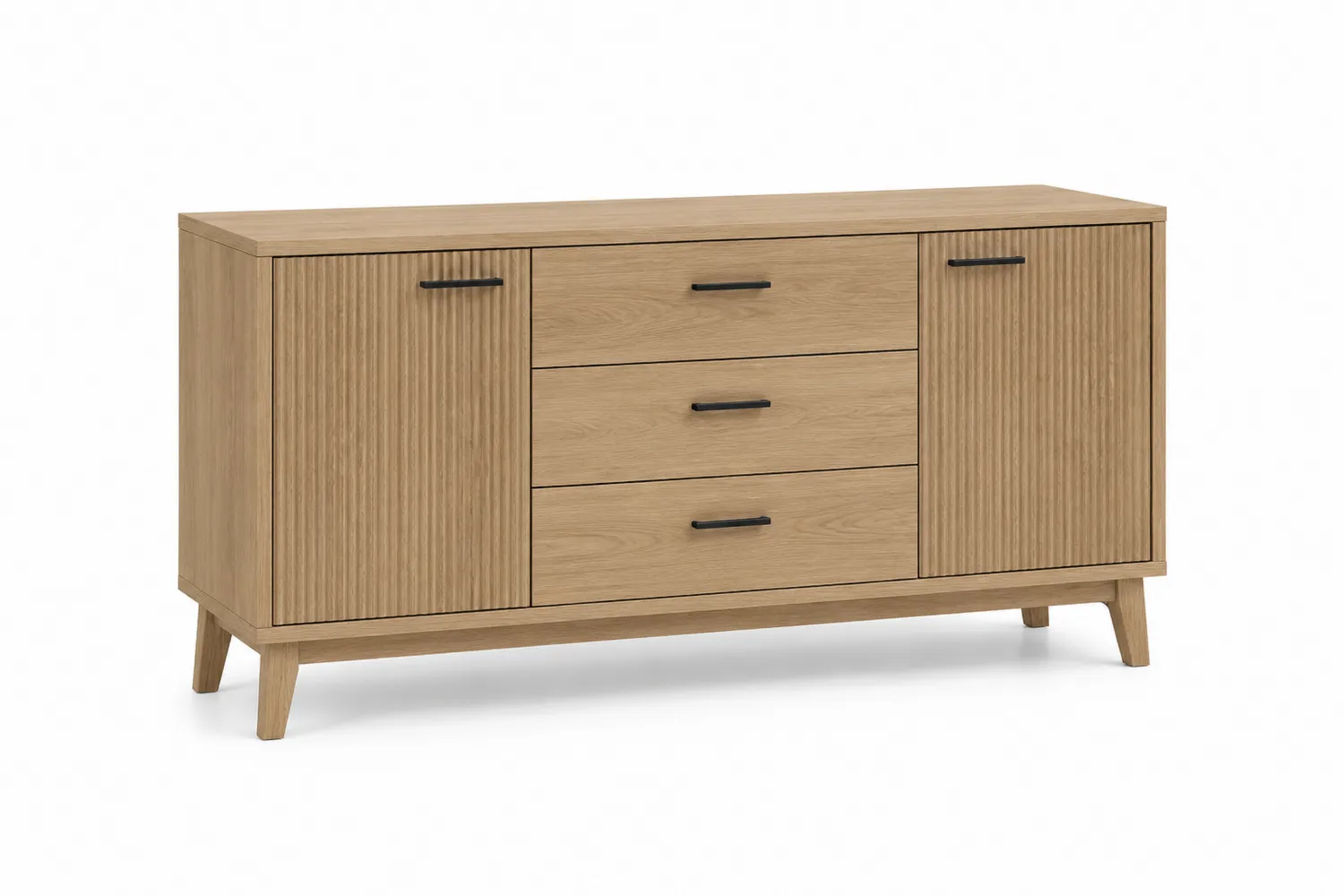 Kommode aus MDF mit Eichenfurnier, 150x40x80 cm, Eiche