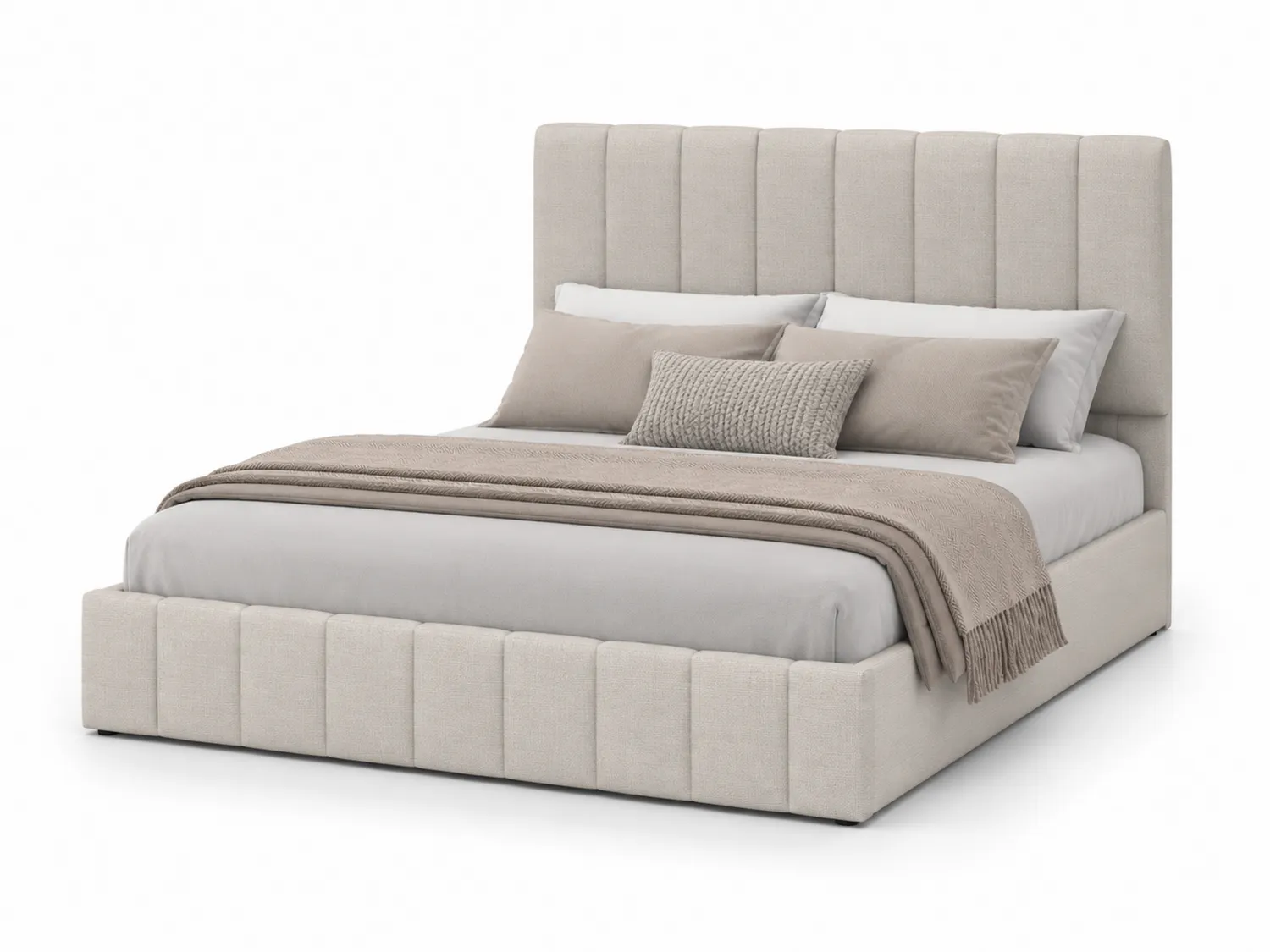 Polsterbett Stoff 200x180 cm Beige