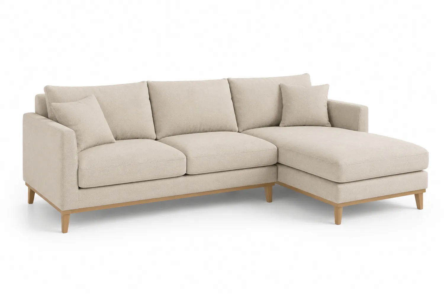 Ecksofa Polyester Beige Holzrahmen