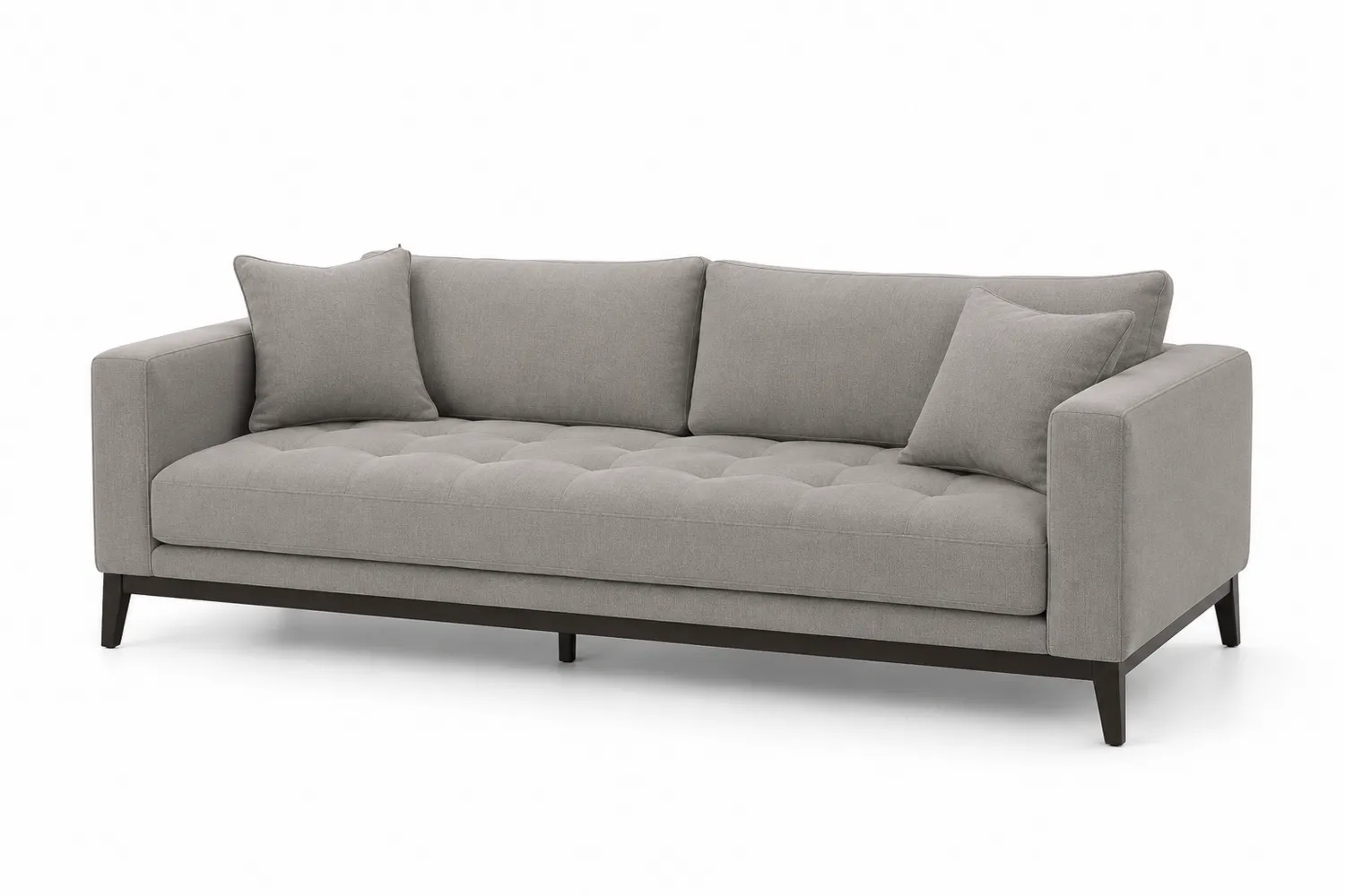 3-Sitzer Sofa Stoff Grau mit Holzrahmen