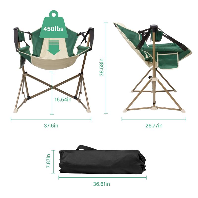 Silla de camping plegable — Mecedora portátil y desmontable para exteriores — Construcción robusta, estable y de alta resistencia — Montaje rápido