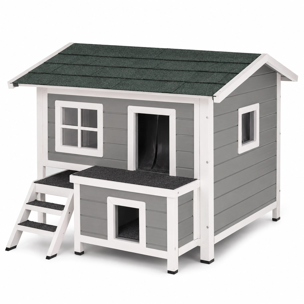 Casa Grande Para Gatos Con Terraza Gris