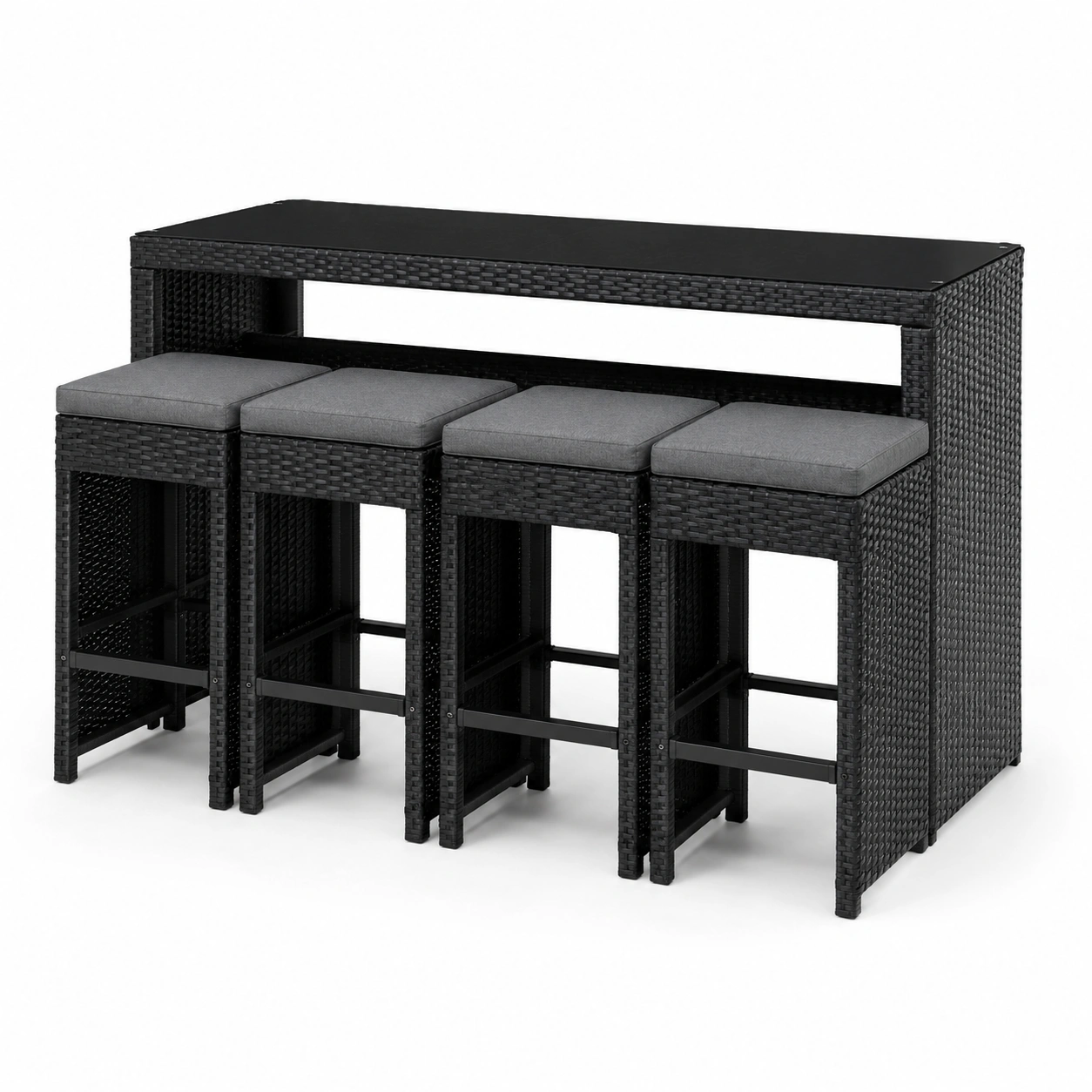 Conjunto-Bar-De-Jardin-Negro-Con-4-Taburetes-120x50x100cm