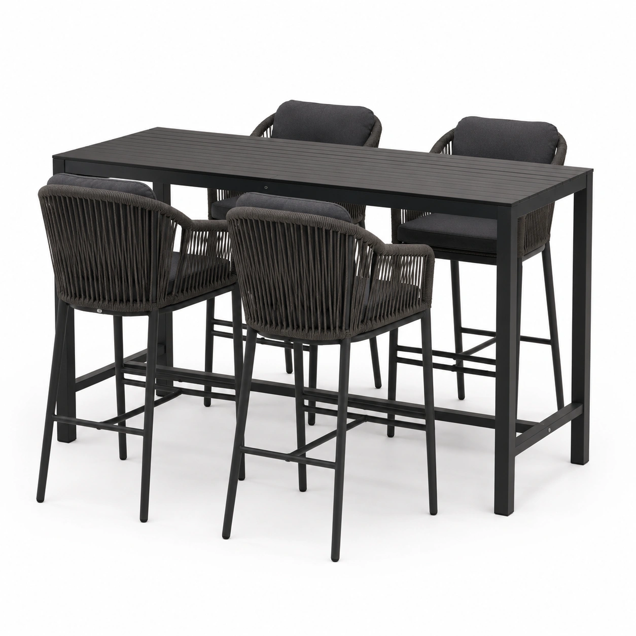 Mesa-Alta-Exterior-Con-4-Sillas-Gris-Oscuro-140x80x105cm