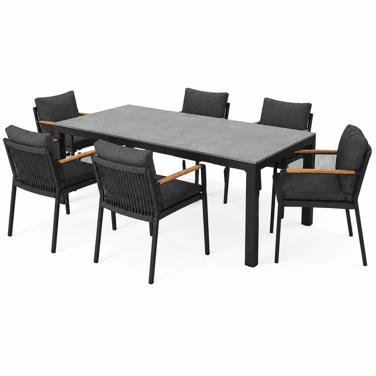 Juego-De-Comedor-Exterior-Gris-Oscuro-180x90x75cm