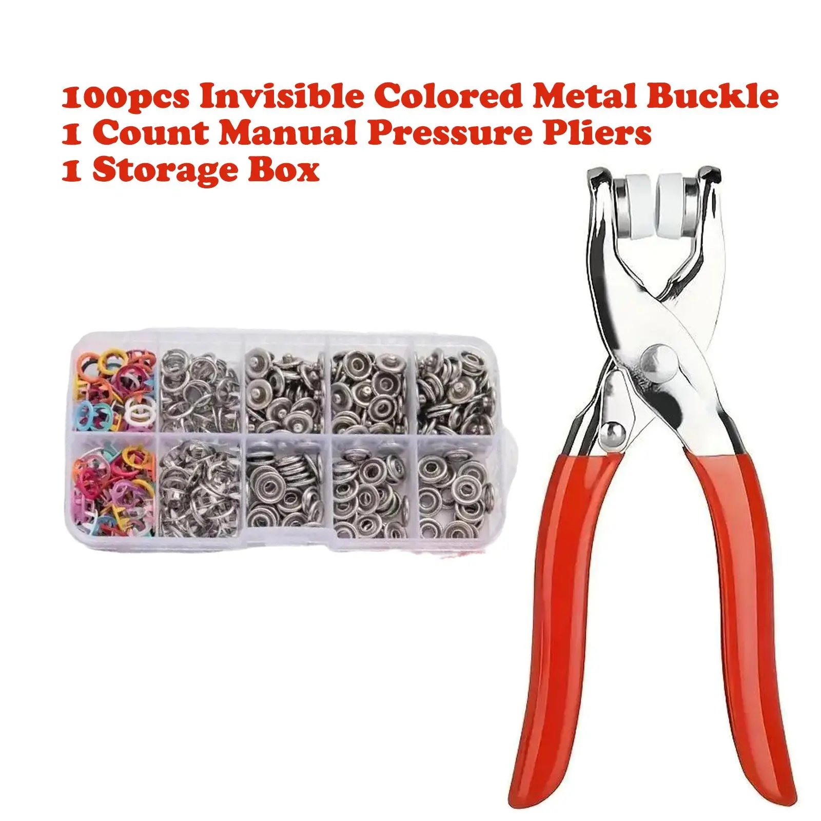 Hot Sale 49% OFF!!⚡50K+ SOLD!🔥🔥100pcs Invisible Colored Metal Buckle & 1 Count Manual Pressure Pliers
