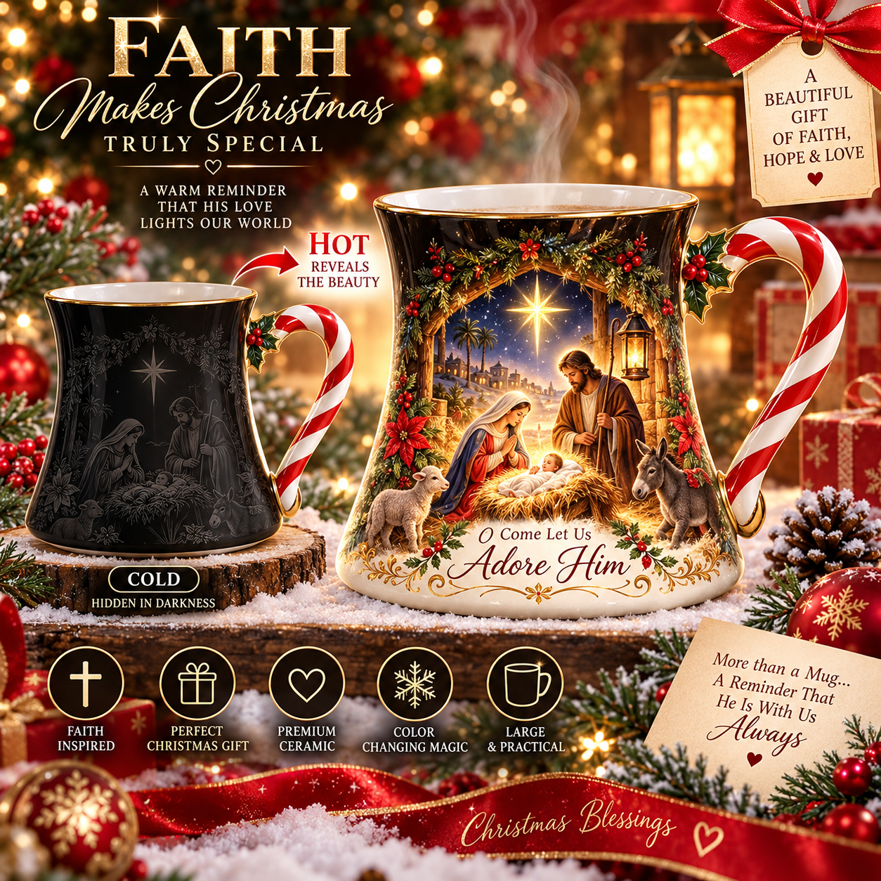 💫Christmas Magic Color-Changing Mug – Heat Reveal Holiday Gift🎁