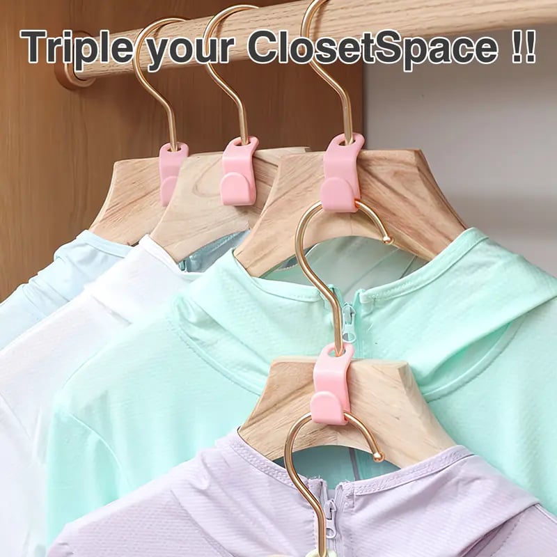 Space-Saving Clothes Hanger Connector Hooks