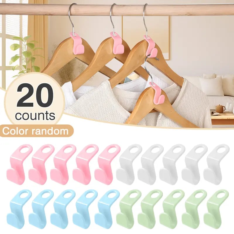 Space-Saving Clothes Hanger Connector Hooks