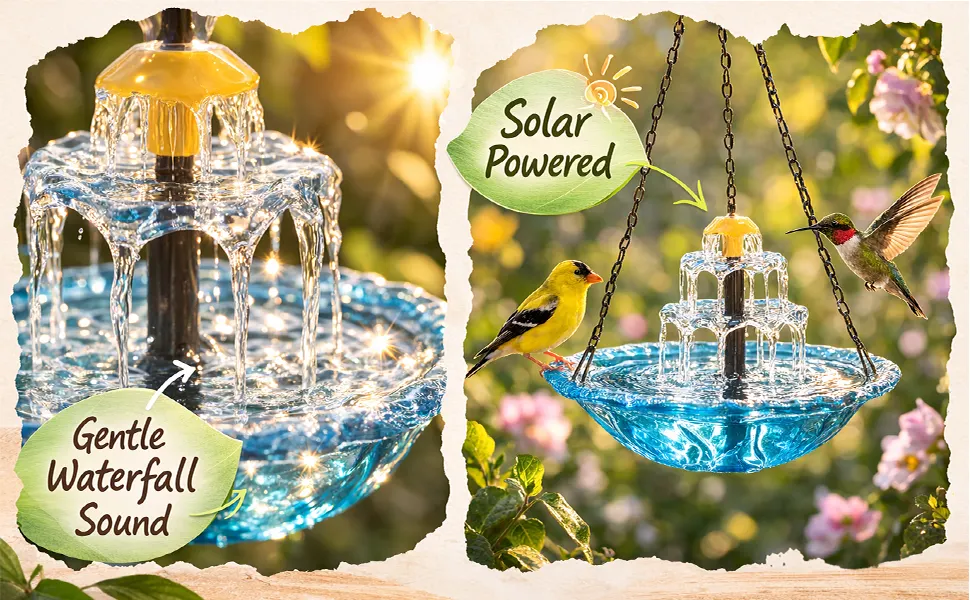 Solar Cascade Hanging Bird Bath Fountain