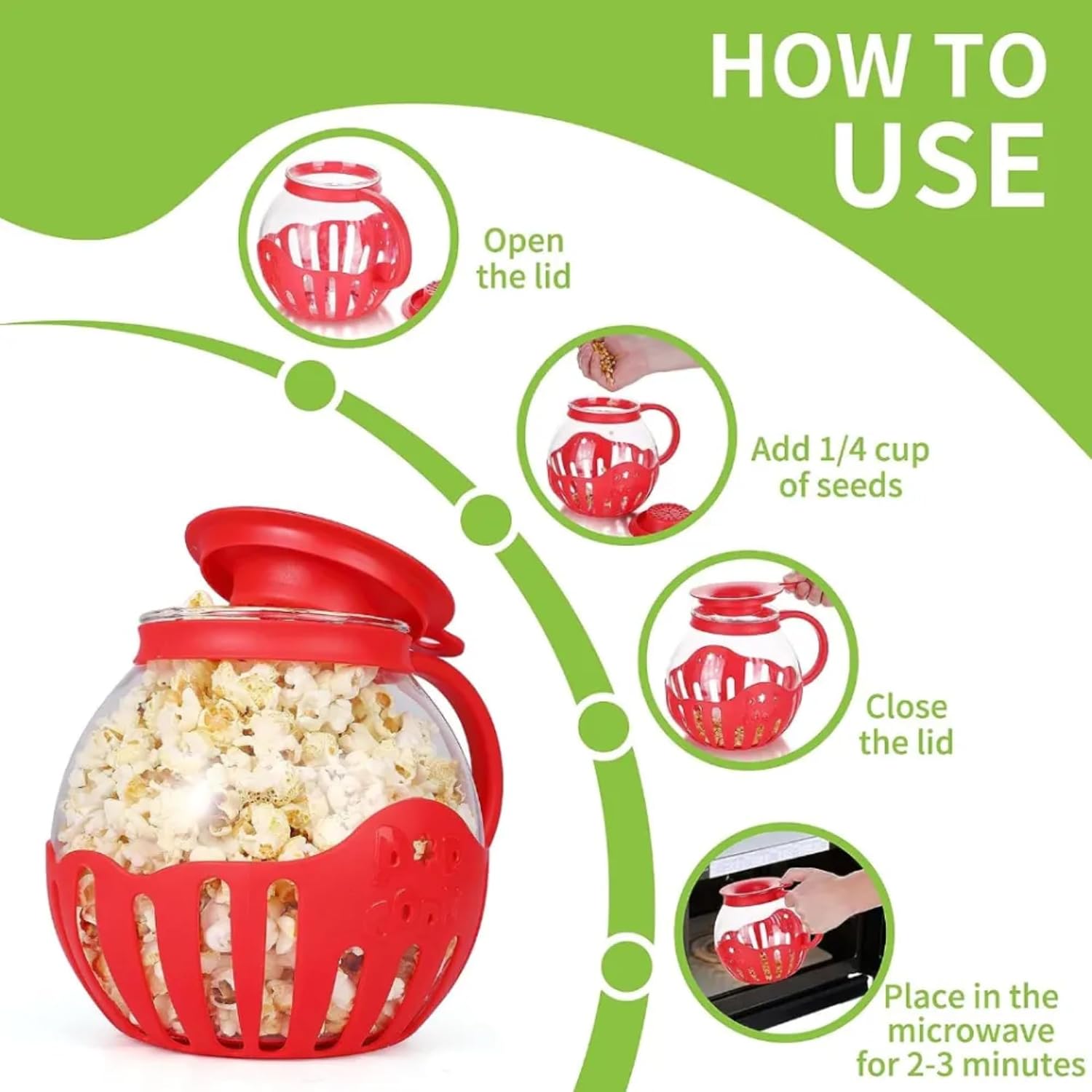 🍿 Microwave Popcorn Popper – Borosilicate Glass