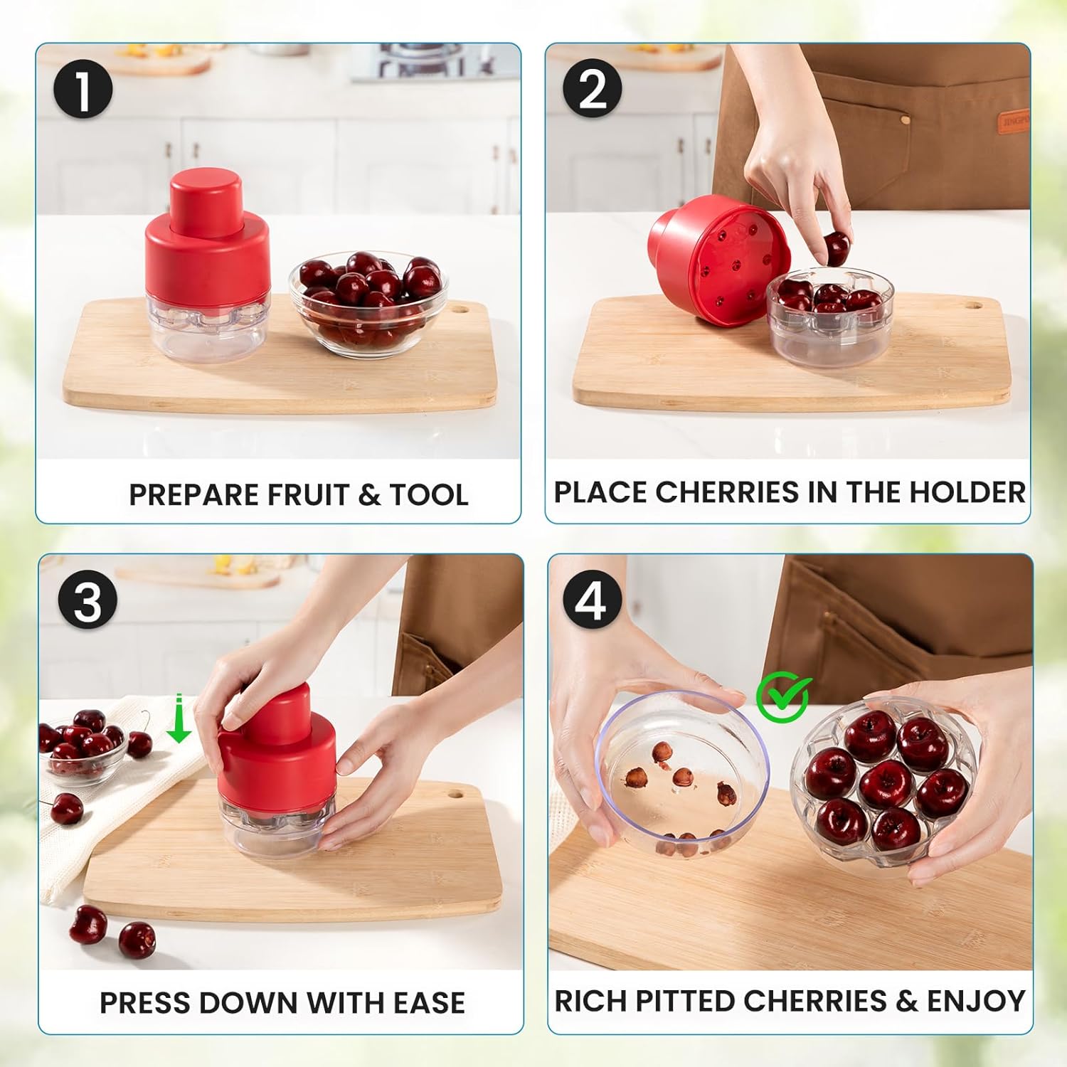 🍒 7-in-1 Large Cherry Pitter – Pit 7 Cherries at Once, Save Time & Effort!