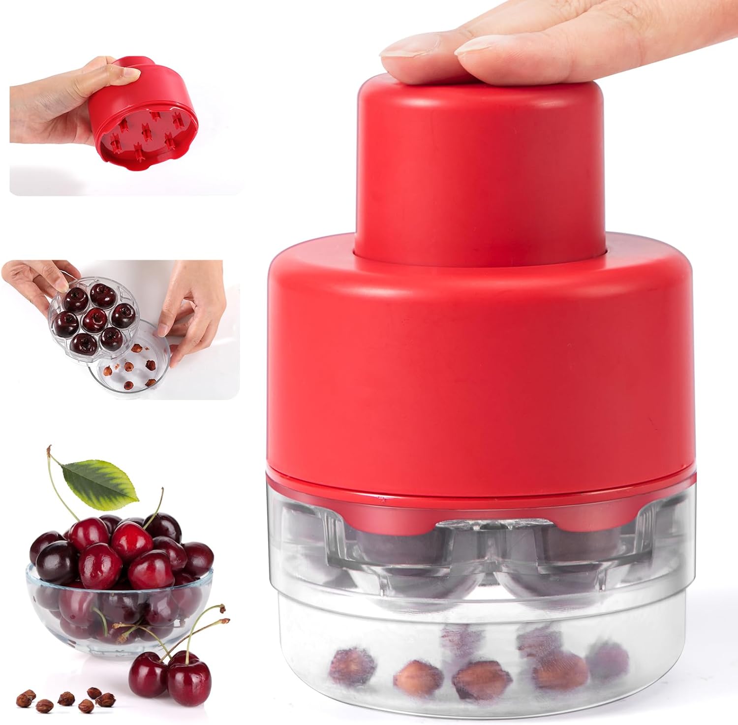 🍒 7-in-1 Large Cherry Pitter – Pit 7 Cherries at Once, Save Time & Effort!