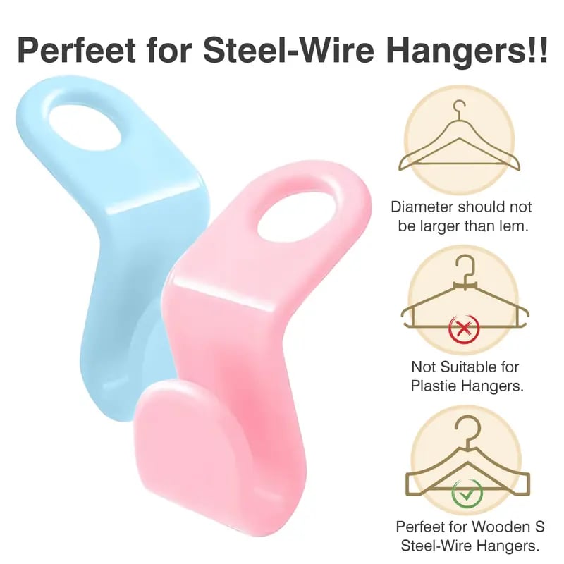 Space-Saving Clothes Hanger Connector Hooks