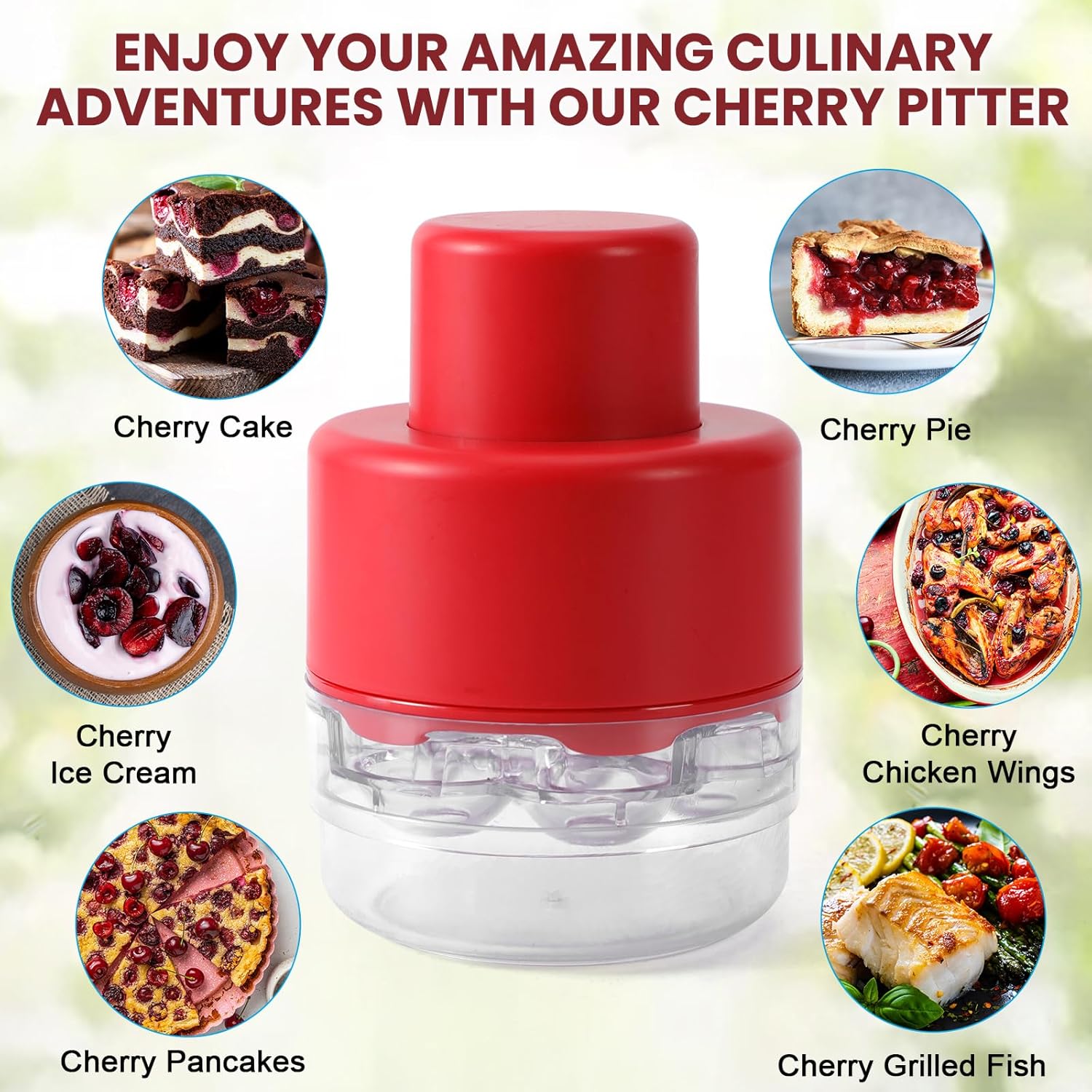 🍒 7-in-1 Large Cherry Pitter – Pit 7 Cherries at Once, Save Time & Effort!