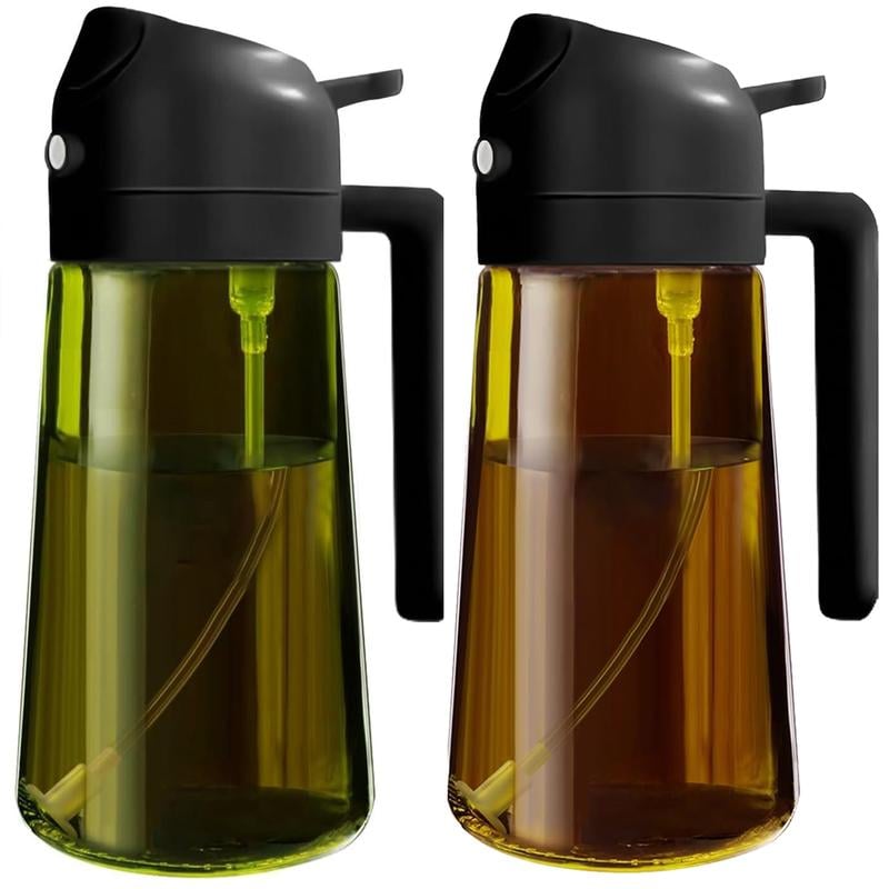 2 Count 2 in 1  Oil Sprayer for Cooking 16oz/470ml Light-Blocking Dark