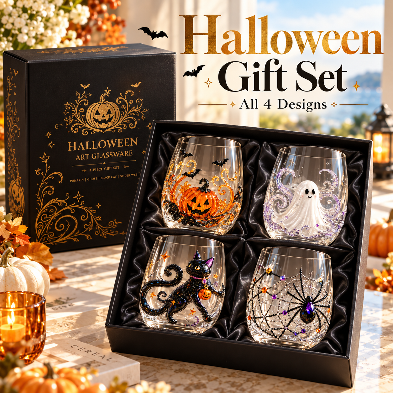 🎃 3D Halloween Artisan Glassware Collection | For Magical Halloween Sips, Eye-Catching 3D Details, Luminous Festive Party Moments & Cozy Fall Home Bar Glow