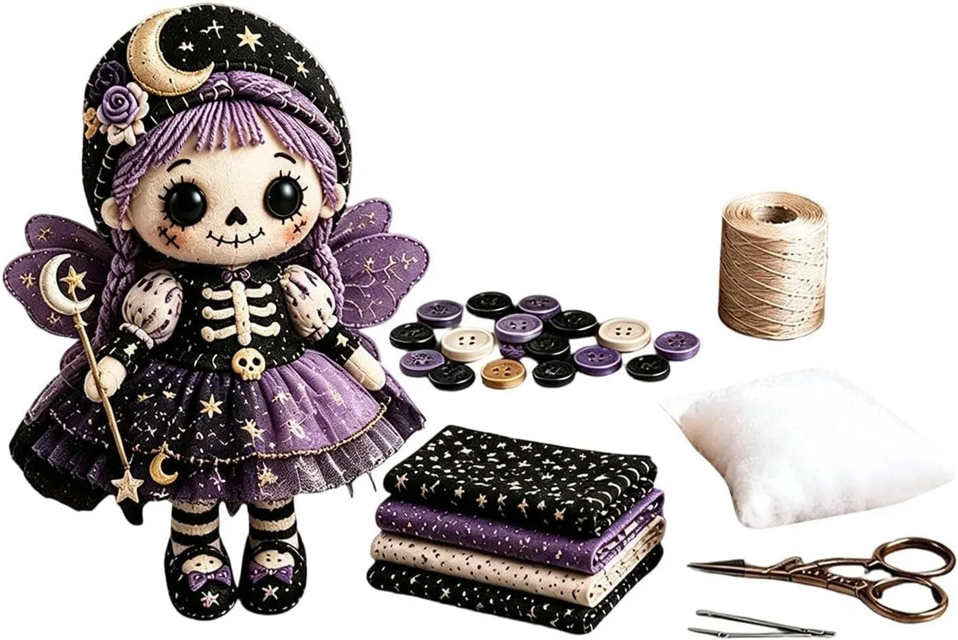 DIY Halloween Skeleton Doll Kit – seven spooky-cute characters
