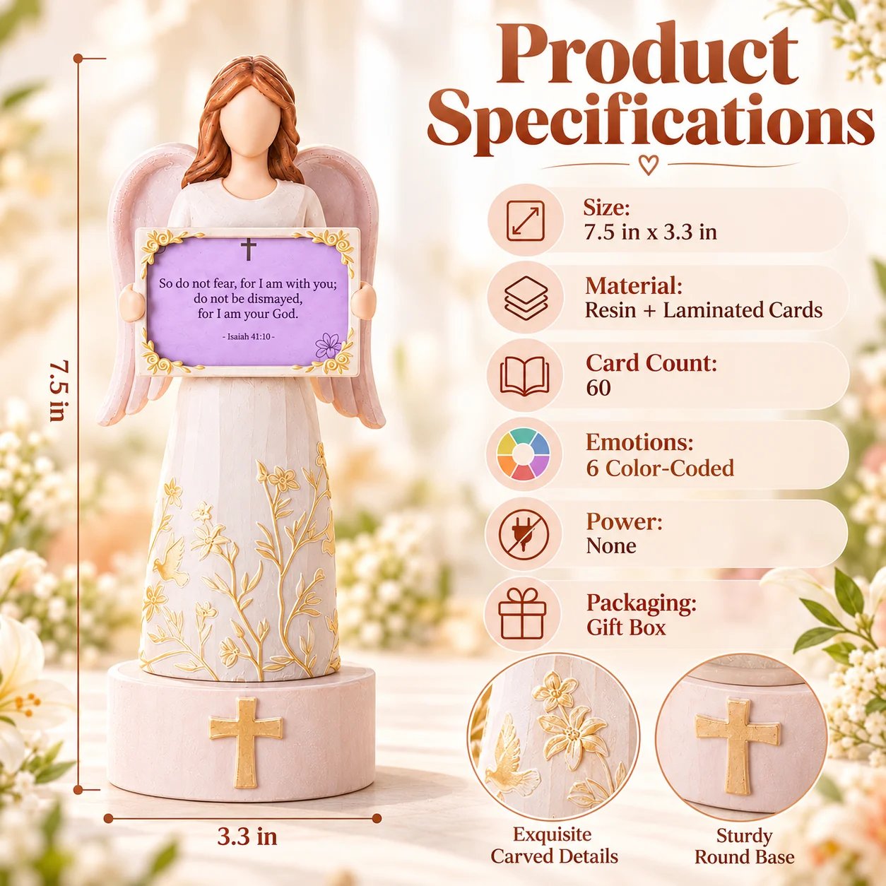 Angel Bible verse card set dimensions and package details