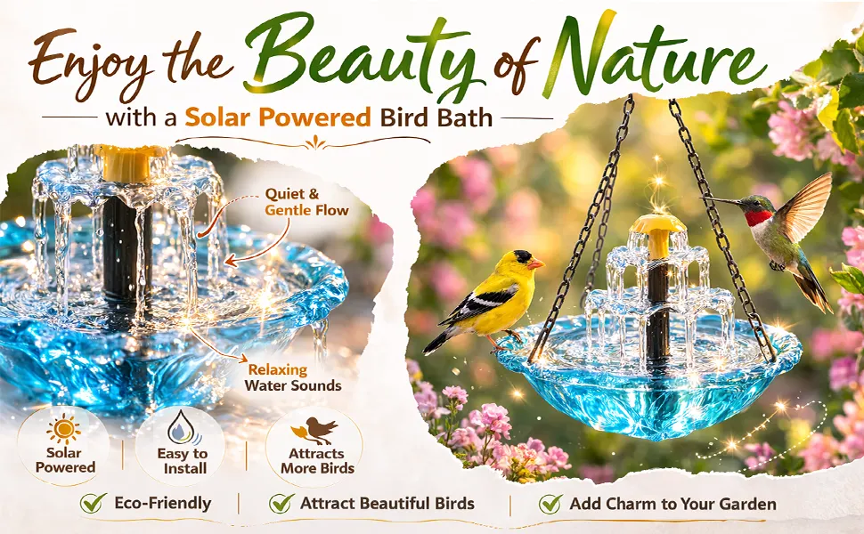 Solar Cascade Hanging Bird Bath Fountain