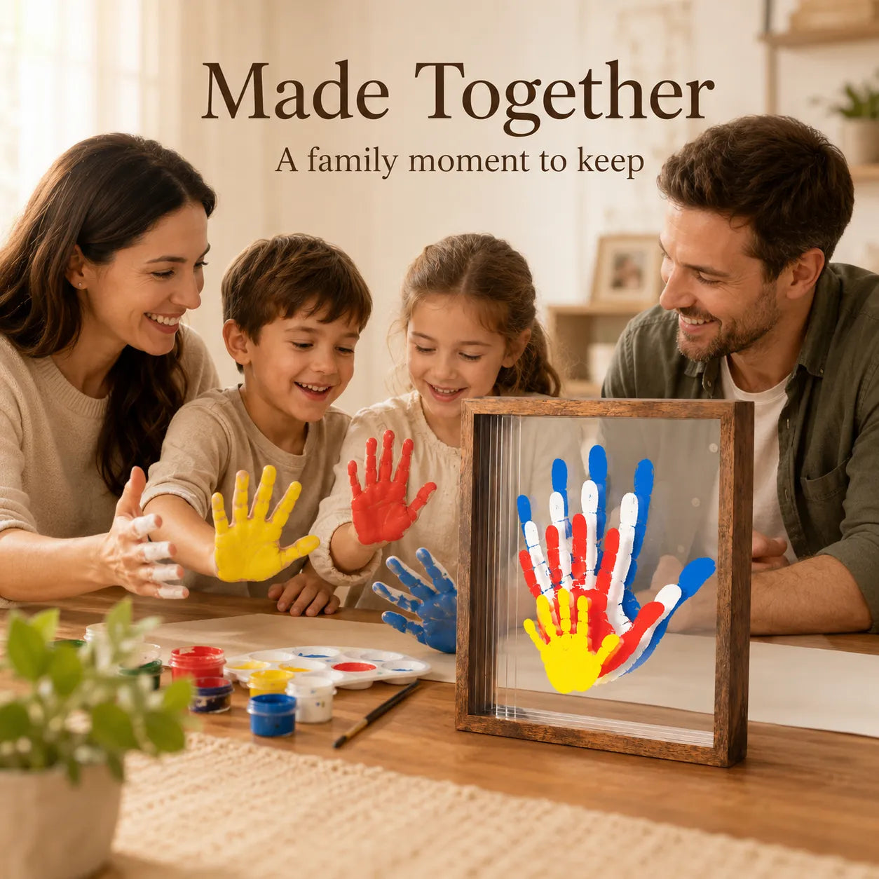 ❤️❤️Wooden Transparent Handprint Frame Set, DIY Family Memorial Gift Kit