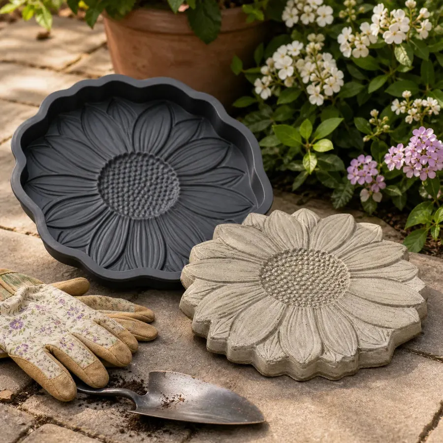 Sunflower Garden Stepping Stone Silicone Mold detail 3